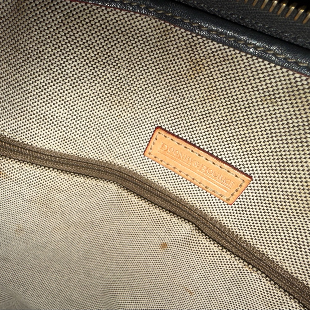 Dooney & Bourke Black Leather Satchel with Tan Trim and Handles - Picture 6 of 8